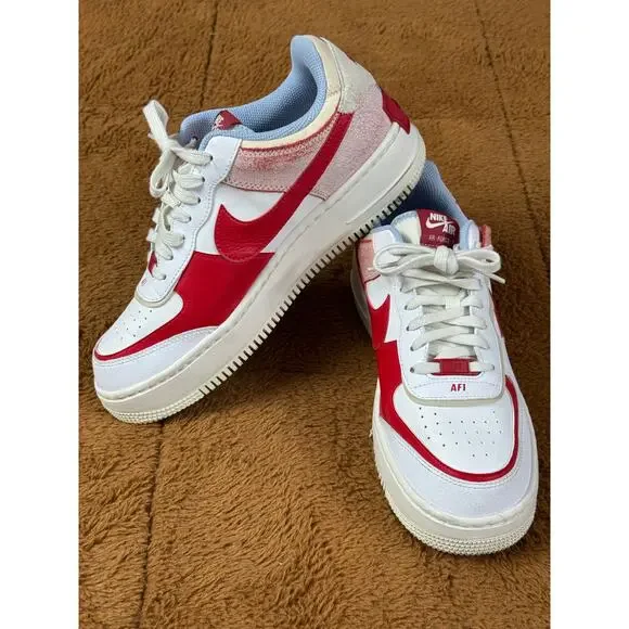 Nike Air Force 1 Shadow White/University Red CI0919-108 Women's size 10 - Picture 7 of 10